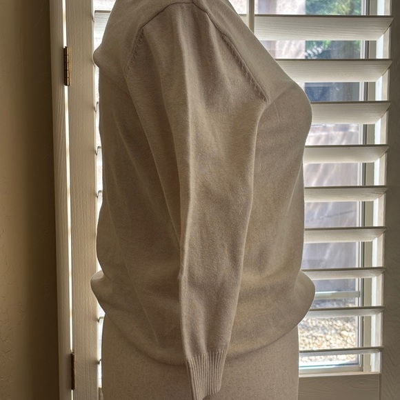 JEANNE PIERRE Women's Large Cream Sweater 100% Cotton Scoop Neck Classic Work - Picture 2 of 9